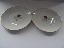 Rosenthal Form 2000 Schattenrose Kuchenteller Weiß mit Goldrand D 19,5 2 Stück