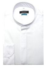 HUBER Stehkragen Hemd weiß verdeckte Leiste Slim Fit körperbetonte Form HU-0328