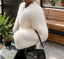 Damen Webpelz Mantel weiss Gr. 42