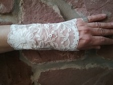 Spitzenstulpen Armstulpen Pulswärmer Stulpen elastische Spitze ecru/weiss