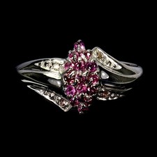 925 Sterlingsilber Ring Rund Rhodolith Granat Saphir Edelstein Schmuck Größe 8