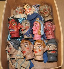 11 sehr alte Kasperle Puppen (Köpfe) aus Masse, Hersteller unbekannt  (3)