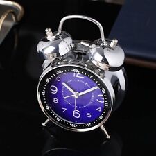 XXL Metall Retro Glockenwecker Wecker silber Doppelglockenwecker groß 4 zoll