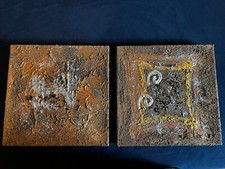 2 Handgemalte Acrylbilder auf Leinwand; 30x30 cm 