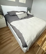 GERVASONI Bett 140x200, Leinenbezug in weiß, Neuwertig