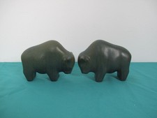 Dekorative 2 Büffel Ochs Stier Keramik Design Retro ähnlich wie Otto Ruscha