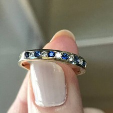 7kt blau saphir band diamant - 0,7kt,