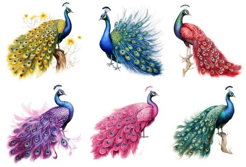 Bügelbild bügelmotiv pfau - bügelbild,
