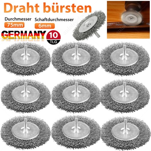 10x drahtbürste 75mm 6mm - 75mm, dorn