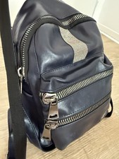 Stylistische Ledertasche für Schulter und Rücken/ Ladystyle Bag/ marinenblau