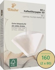 Kaffee Filterpapier Gr. 101 - Tchibo, 160 Stück (2x je 80) - Filtertüten in weiß