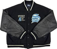 original vintage 1997 STUSSY Varsity JACKET college BIG 4 leather 90s supreme