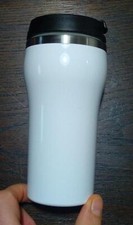 Doppelwandiger Trinkbecher Coffee to Go Isolierbecher Tasse Metall weiß