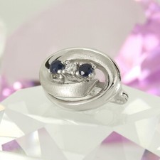 Kettenverkürzer Clip für Perlenkette 585 Weißgold 14K 2 Saphire 1 Diamant