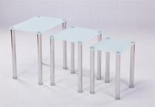 3er Set Beistelltische Elements Couchtisch-Set Blumenhocker Wohnzimmer Glas Weiß