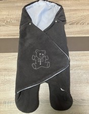 Kuschelige Baby Einschlagdecke, Braun/Grau Mit Teddy Motiv, ByBoom