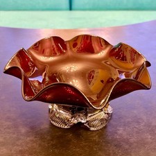 Vintage Glasschale 18 cm Rot