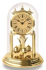 AMS 1203 Tischuhr Jahresuhr Drehpendeluhr Quarz Messingoptik Glas Mineralglas