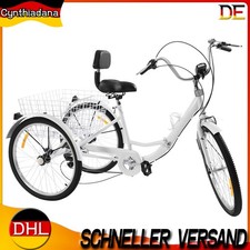 Klapprad Dreirad für Erwachsene 24 Zoll 7-Gange 3-Räder Fahrrad mit Einkaufskorb