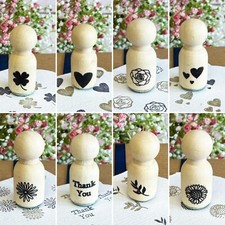 Mini Basteltinte Gummistempel | Blumen-Herzen-Danke-Blatt | DIY Tags Karten