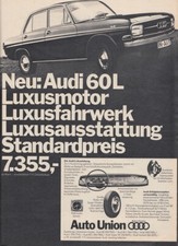 Audi 60 L (Typ F103) - Reklame Werbeanzeige Original-Werbung 1968 (1)