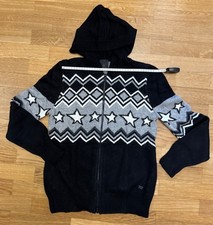 BOGNER Strickjacke Kapuze Reissverschluss Schwarz/Grau - Wolle/Kaschmir - Gr. M