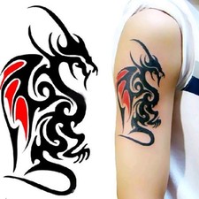 Temporäres Tattoo Drache Tribal Muster Dragon Wasserfest Einmal Klebetattoo