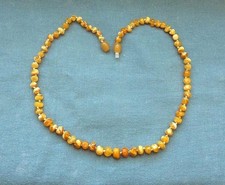 Bernstein butterscotch Bernsteinkette 44cm Naturbernstein Barockkugeln weißgelb