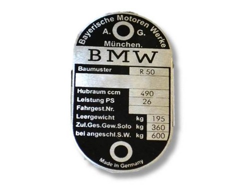 Bmw r50 typenschild schild - typenschild,