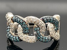 RING GR.19 (CA.60) 925/-SILBER RHODINIER MIT DIAMANTEN SCHMUCKJAGD