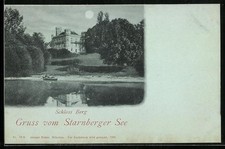 Mondschein-AK Berg / Starnberger See, Schloss Berg 