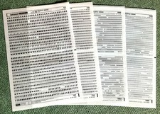 13 große Bögen Letraset, z.T. angebrochen, und 3 kleine Bögen Letraset science