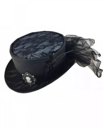 Schwarzer steampunk damenhut - schwarzer,