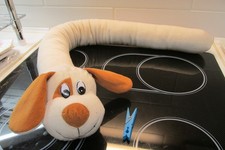 Zugluftstopper Zugstopper Hund Hängeohren 90 cm weiß braun Plüschtier