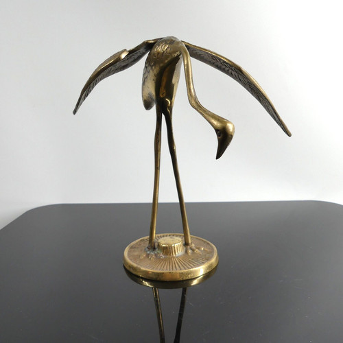 Vintage messingvogel kranich - messingvogel,