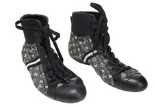 LOUIS VUITTON Schuhe Damen EU 38.5 High Top Sneakers Monogramm Canvas Schnürung