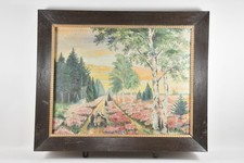 N92Q46- Gemälde Heide Landschaft mit Schäfer Schafherde Ph. Dinges 20er Jahre