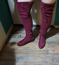 ** OVERKNEE STIEFEL in Bordeaux Rot ** 