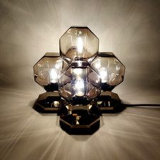 Rarität Staff Deckenlampe 70er Motoko Ishii Rauchglas Gold 5-flammig Vintage