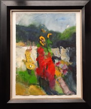 Klaus Fussmann Aquarell Blumengarten signiert farbenprächtiges Werk