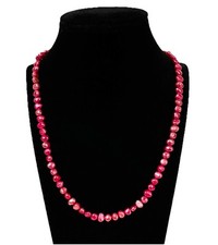 925/- Silber, Perlenkette, Pink gefärbt, 45 cm lang, 5-6 mm breit, Federring