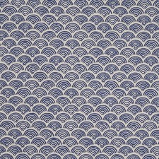 Canvas Dekostoff Halbpanama Wellenmuster | Meterware | 0,5m | natur/blau