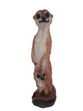 Dekofigur Erdmännchen mit Kind 29 x 9 cm braun  Skulptur