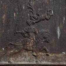 ANTIKE BAROCK OFENPLATTE AUS EISEN 18/19 TES JHDT 45x50cm DIANA JAGD