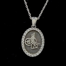 OSMANLI Tugra Damen Halskette Silber 925 Ottoman Zirkonia Türkei Türk AYYILDIZ