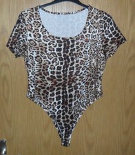 Damen Leoparden Leo Kurzarm Body String gr. XL/44 NEU