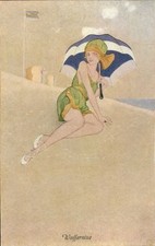 Künstler Ak Wassernixe, Frau am Strand - 11218160