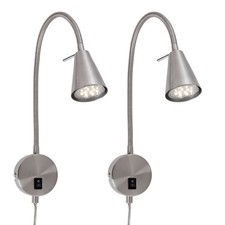 LED Bettleuchte Wandleuchte Leseleuchte 2er Set Warmweiß Flexarm mit Schalter