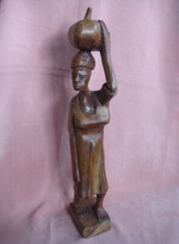 Afrikanische Kunst Holzfigur Frau mit Kürbis Skulptur Afrika Figur Holz Braun