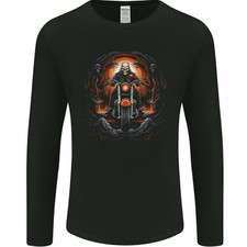 Skull Biker Motorrad Grim Reaper 26 Herren Langarm T-Shirt